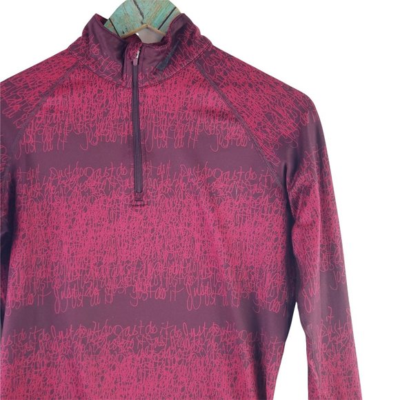 Nike Just Do It Scribble Script 1/4 Zip Thumbhole Mock Neck Therma Fit Pullover - Picture 3 of 10